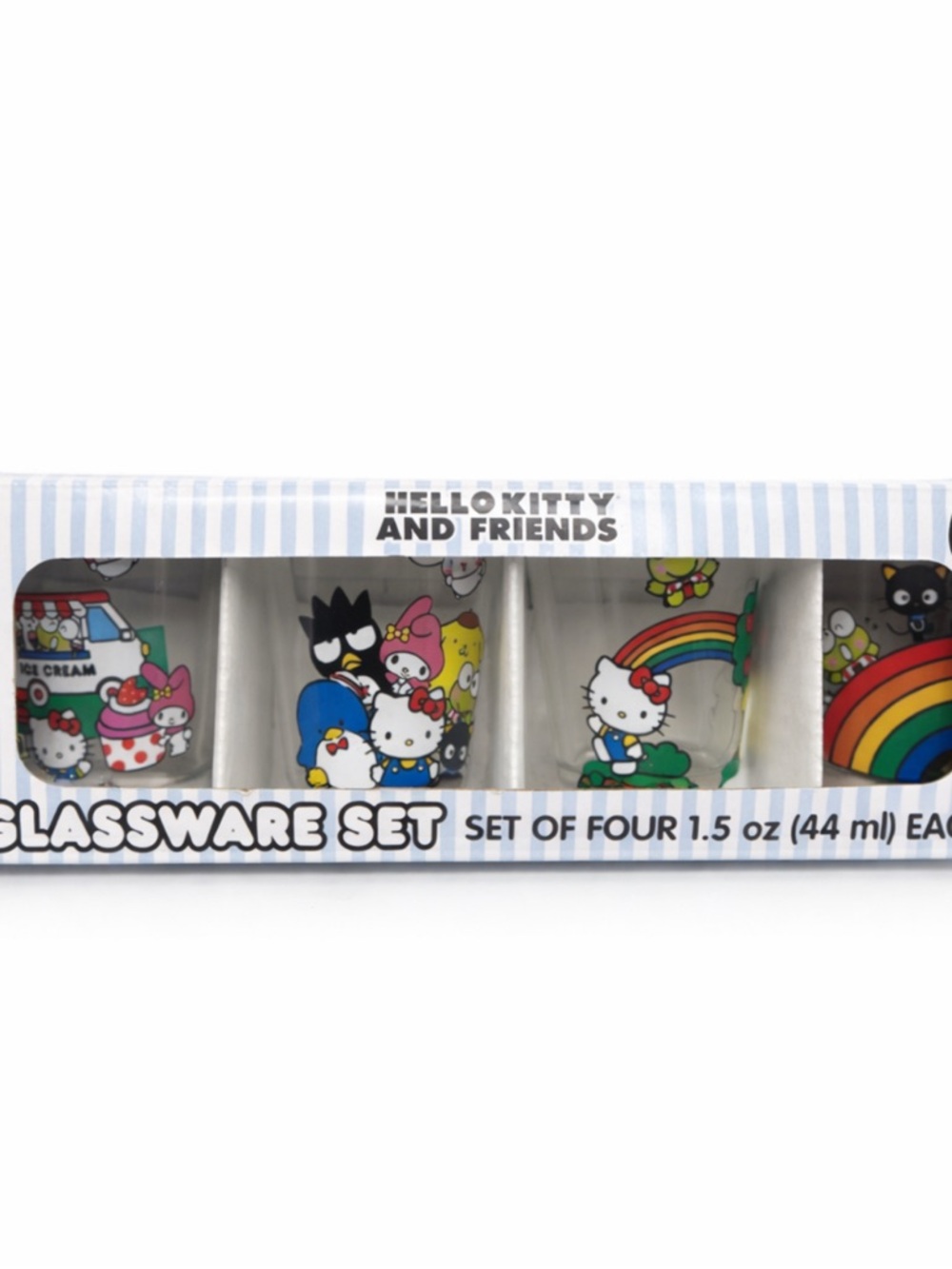 New Sanrio Hello kitty and Friend Glassware Set of Four (1.5 Oz)
